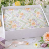 Elegant Floral Peach Lavender Sage Chevron Pattern 薄葉紙