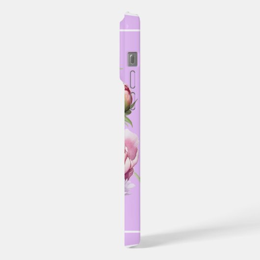 Elegant Floral Peony iPhone15 Pro MaxCase - Lilac iPhoneケース (左側面)