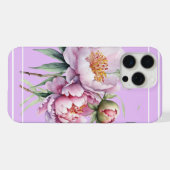 Elegant Floral Peony iPhone15 Pro MaxCase - Lilac iPhoneケース (裏面横)