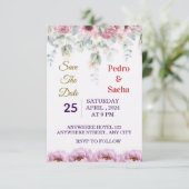 Elegant Floral Peony Save The Date Invitation 招待状 (スタンド正面)