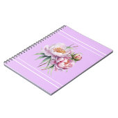 Elegant Floral Peony Spiral Photo Notebook - Lilac ノートブック (左側)
