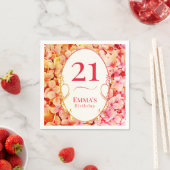 Elegant Floral Personalized 21st Birthday Party スタンダードカクテルナプキン (インサイチュ)