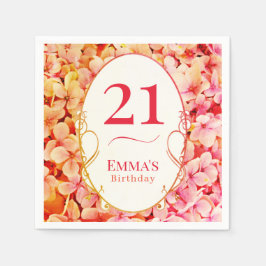 Elegant Floral Personalized 21st Birthday Party スタンダードカクテルナプキン