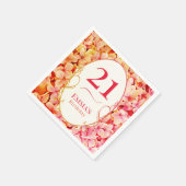 Elegant Floral Personalized 21st Birthday Party スタンダードカクテルナプキン (角)