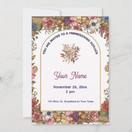 Elegant Floral Personalized Friendsgiving 招待状