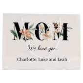 Elegant Floral Personalized Mom Gift Bag ラージペーパーバッグ (裏面)