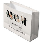 Elegant Floral Personalized Mom Gift Bag ラージペーパーバッグ (正面アングル)