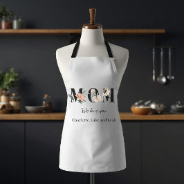 Elegant Floral Personalized Mom Kitchen Apron エプロン