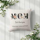 Elegant Floral Personalized Mom Throw Pillow Gift クッション