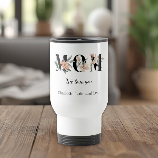 Elegant Floral Personalized Mom Travel Coffee Mug トラベルマグ