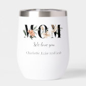 Elegant Floral Personalized Mom Wine Tumbler (背面)