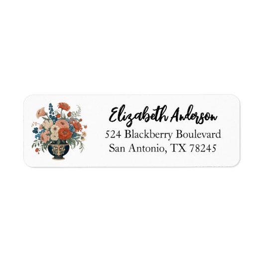 Elegant Floral Personalized Return Address Label ラベル (正面)