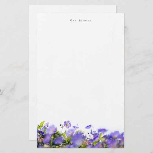 Elegant floral Personalized Stationery (one sided) 便箋 (正面/裏面)