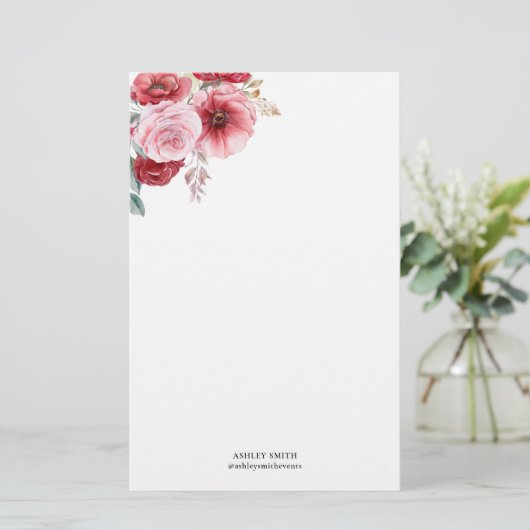 Elegant Floral Personalized Stationery Paper 便箋 (スタンド正面)