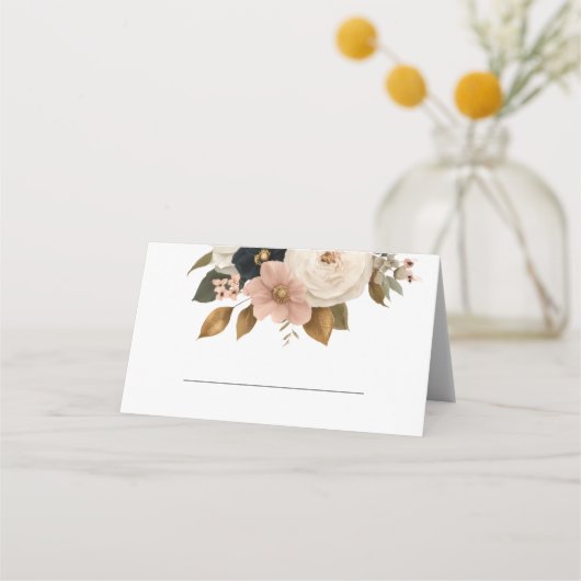 Elegant Floral Personalized Wedding  プレイスカード (正面)