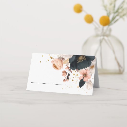 Elegant Floral Personalized Wedding  プレイスカード (正面)