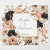 Elegant Floral Personalized Wedding Bottle Labels スパークリングワインラベル (シングルラベル)
