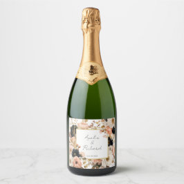 Elegant Floral Personalized Wedding Bottle Labels スパークリングワインラベル