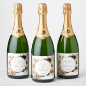 Elegant Floral Personalized Wedding Bottle Labels スパークリングワインラベル (ボトル)