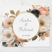 Elegant Floral Personalized Wedding Bottle Labels スパークリングワインラベル (シングルラベル)
