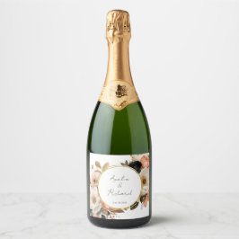 Elegant Floral Personalized Wedding Bottle Labels スパークリングワインラベル