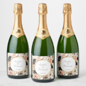 Elegant Floral Personalized Wedding Bottle Labels スパークリングワインラベル (ボトル)