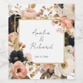 Elegant Floral Personalized Wedding Bottle Labels ワインラベル (シングルラベル)