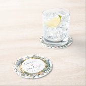 Elegant Floral Personalized Wedding Coasters ラウンドペーパーコースター (インサイチュ)