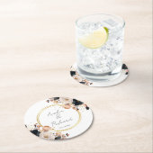 Elegant Floral Personalized Wedding Coasters ラウンドペーパーコースター (インサイチュ)