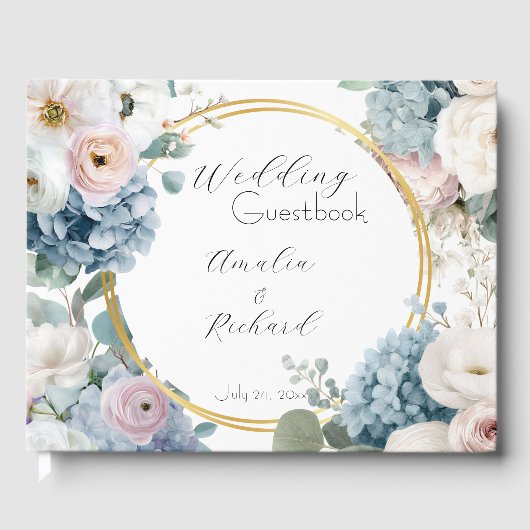 Elegant Floral Personalized Wedding Guestbook ゲストブック (正面)