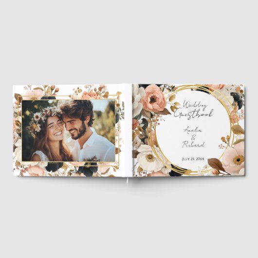 Elegant Floral Personalized Wedding Guestbook ゲストブック (全面)