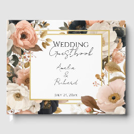 Elegant Floral Personalized Wedding Guestbook ゲストブック