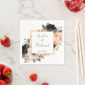 Elegant Floral Personalized Wedding Napkins スタンダードカクテルナプキン (インサイチュ)