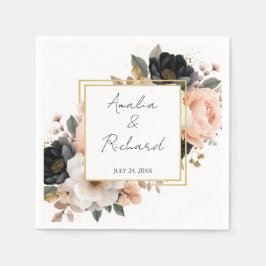 Elegant Floral Personalized Wedding Napkins スタンダードカクテルナプキン
