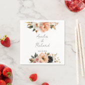 Elegant Floral Personalized Wedding Napkins スタンダードカクテルナプキン (インサイチュ)