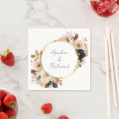 Elegant Floral Personalized Wedding Napkins スタンダードカクテルナプキン (インサイチュ)