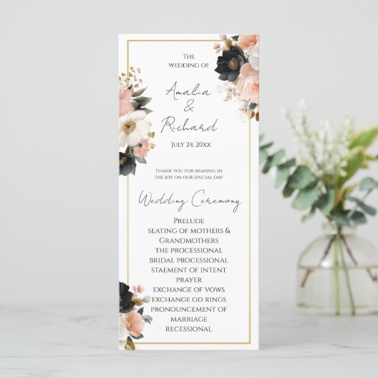 Elegant Floral Personalized Wedding Program プログラム (スタンド正面)
