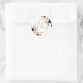Elegant Floral Personalized Wedding Sticker ラウンドシール (バッグ)