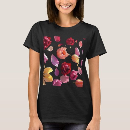 Elegant Floral Petal Modern Botanical Fashion Tシャツ (正面)