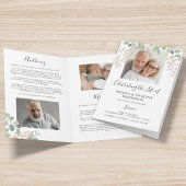 Elegant Floral Photo 2 Person Memorial Program