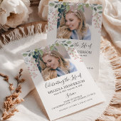 Elegant Floral Photo Funeral | Memorial 招待状