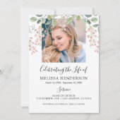 Elegant Floral Photo Funeral | Memorial 招待状 (正面)