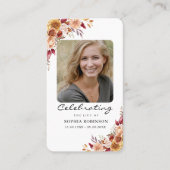 Elegant Floral Photo Funeral Memorial Prayer Card 名刺 (正面)