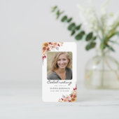 Elegant Floral Photo Funeral Memorial Prayer Card 名刺 (スタンド正面)