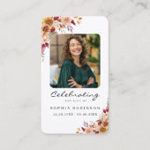 Elegant Floral Photo Funeral Memorial Prayer Card 名刺 (正面)