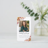Elegant Floral Photo Funeral Memorial Prayer Card 名刺 (スタンド正面)