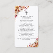 Elegant Floral Photo Funeral Memorial Prayer Card 名刺 (裏面)