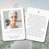 Elegant Floral Photo Funeral Prayer Card 名刺