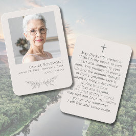 Elegant Floral Photo Funeral Prayer Card 名刺