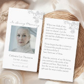 Elegant Floral Photo Funeral Prayer Card 名刺